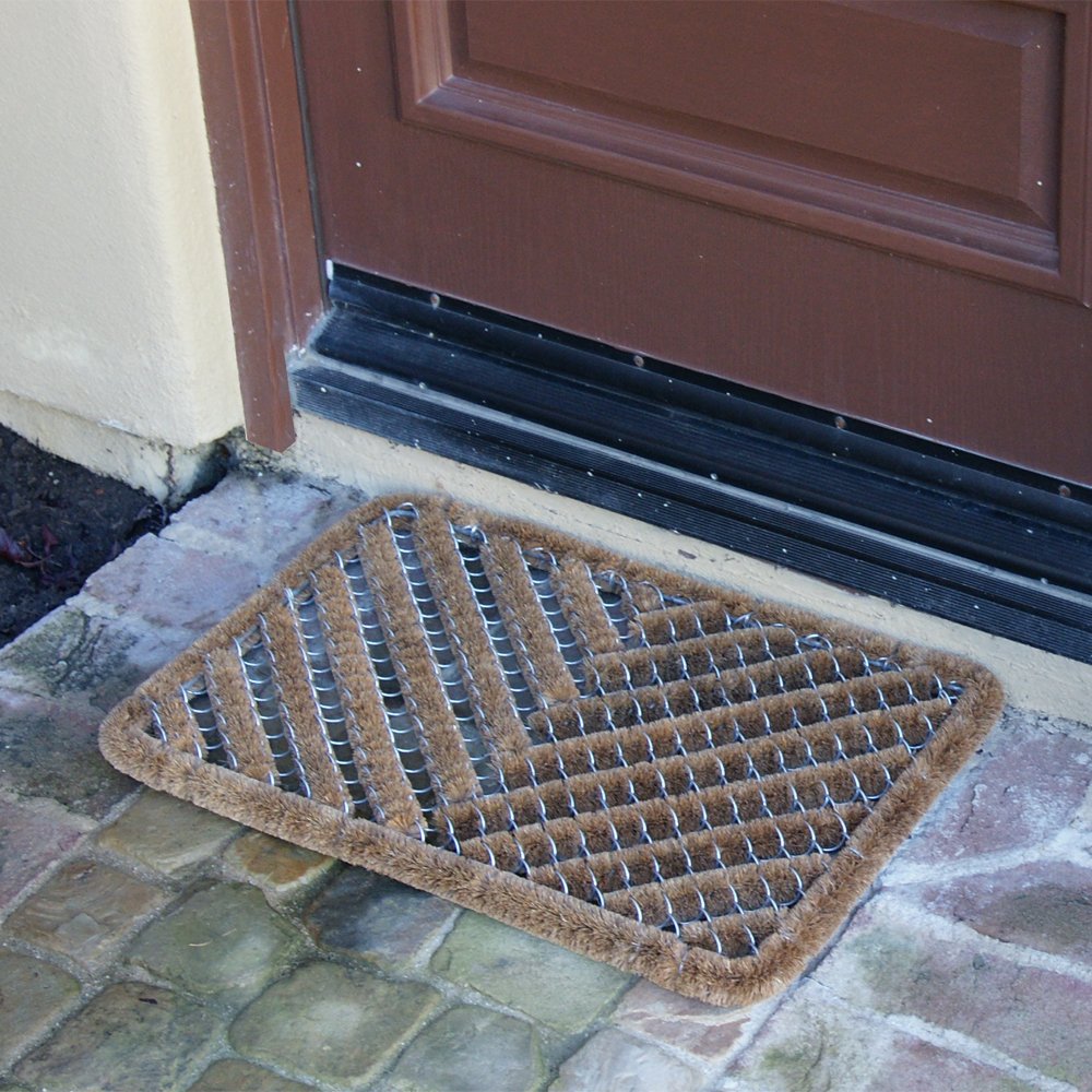 Rubber-Cal Herringbone mat in outdoor setting