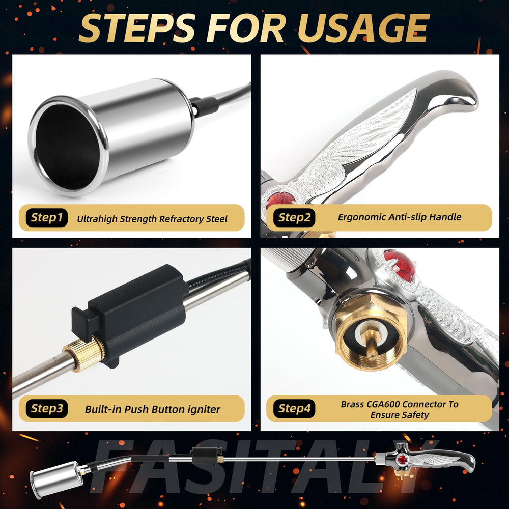 RUBDARK Propane Torch Weed Burner angled arm for safe operation