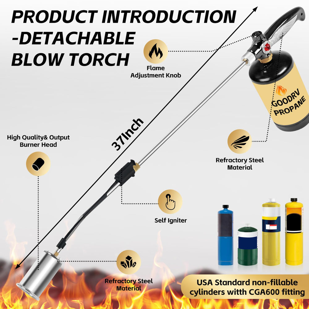 RUBDARK Propane Torch Weed Burner ergonomic non-slip handle