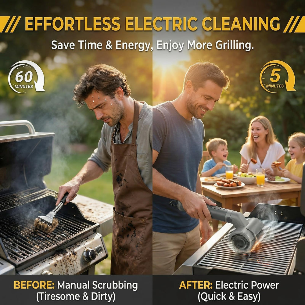 RUDAP Electric Grill Brush demonstrating waterproof feature