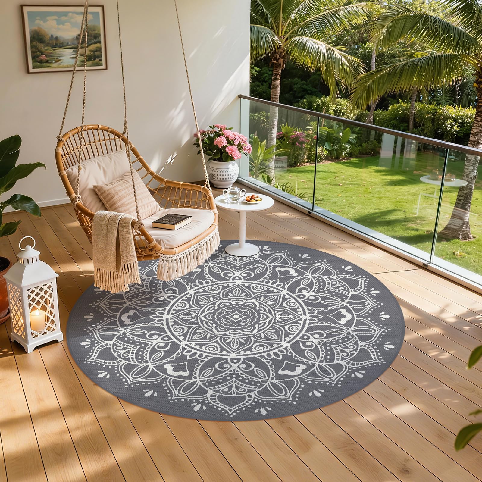 Rug stakes included with Pauwer Outdoor Rug