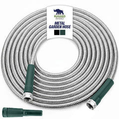 RUGGED RHINO Metal Garden Hose 25FT front view