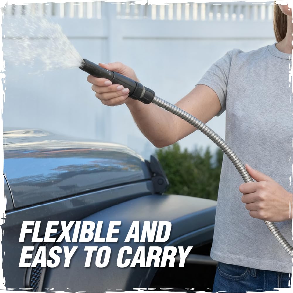 RUGGED RHINO Metal Garden Hose with adjustable spray nozzle
