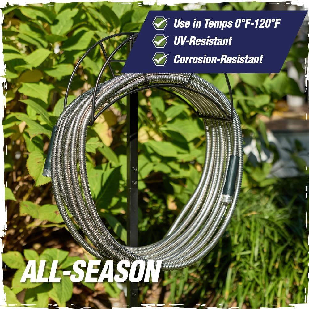 RUGGED RHINO Metal Hose on a patio