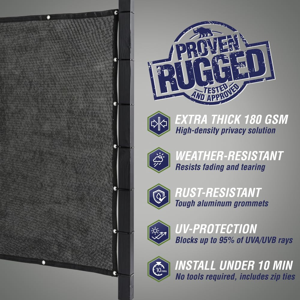 RUGGED RHINO privacy screen installation with zip ties