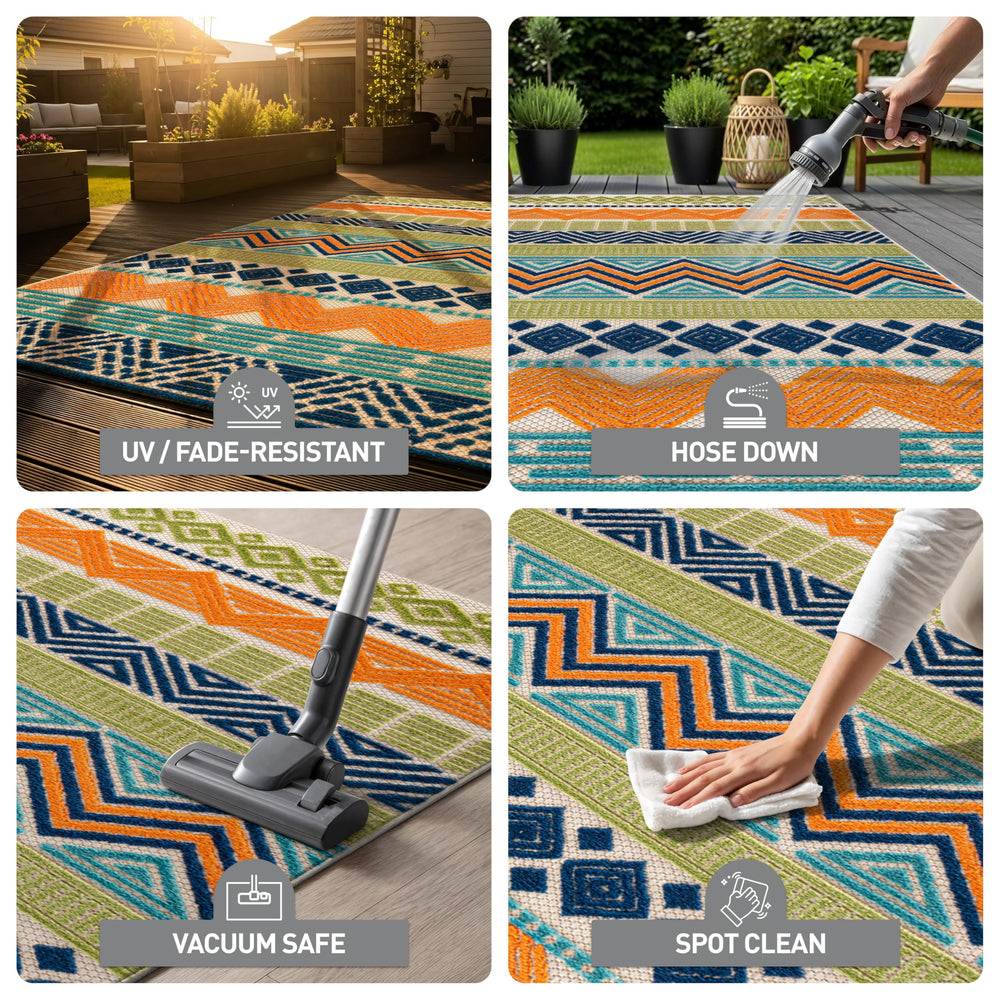 Rugshop Boho Runner Rug displayed on a patio