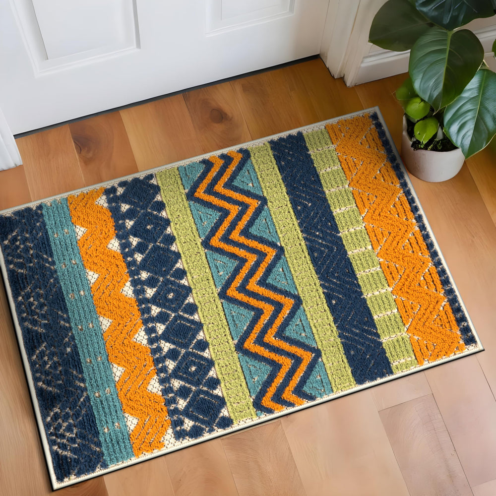 Rugshop Marbella 2' x 3' indoor/outdoor rug front view with multi color pattern