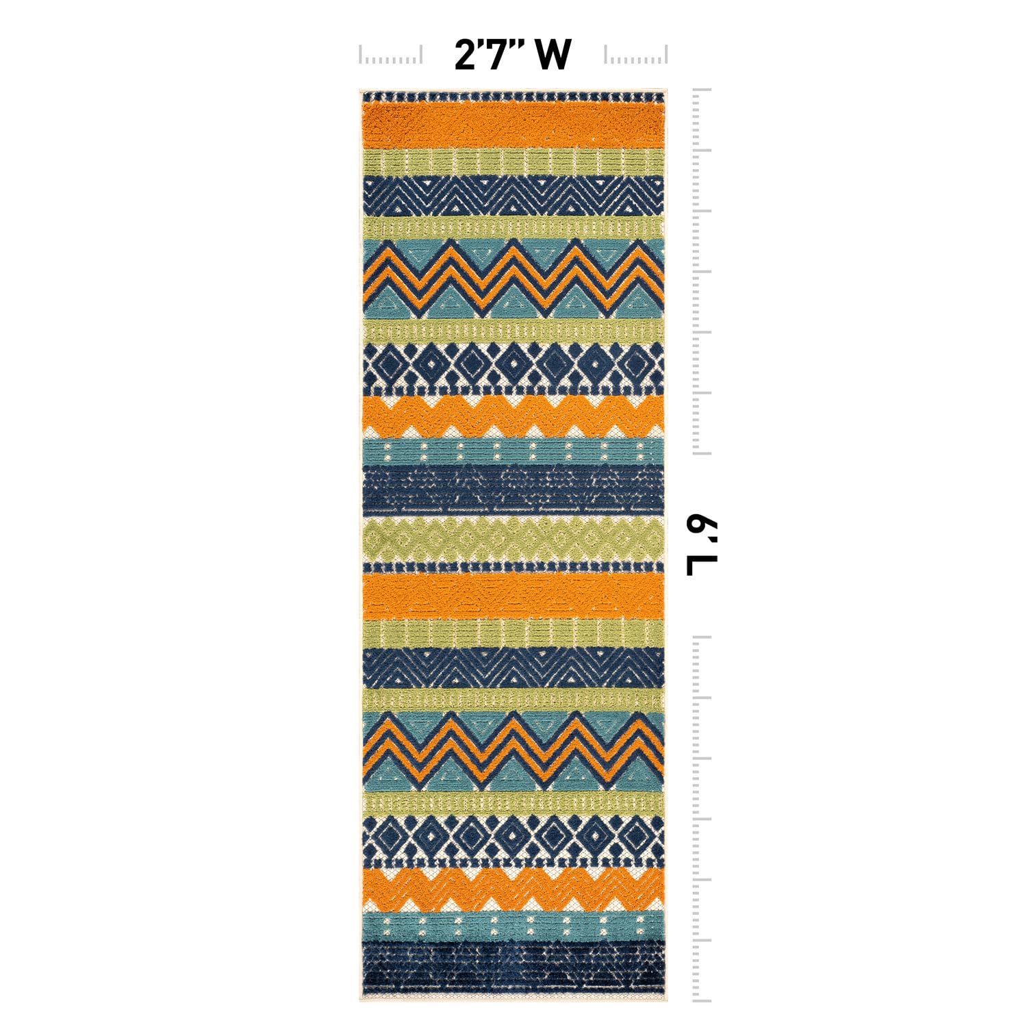 Rugshop Marbella Indoor/Outdoor Boho Runner Rug close-up of fabric
