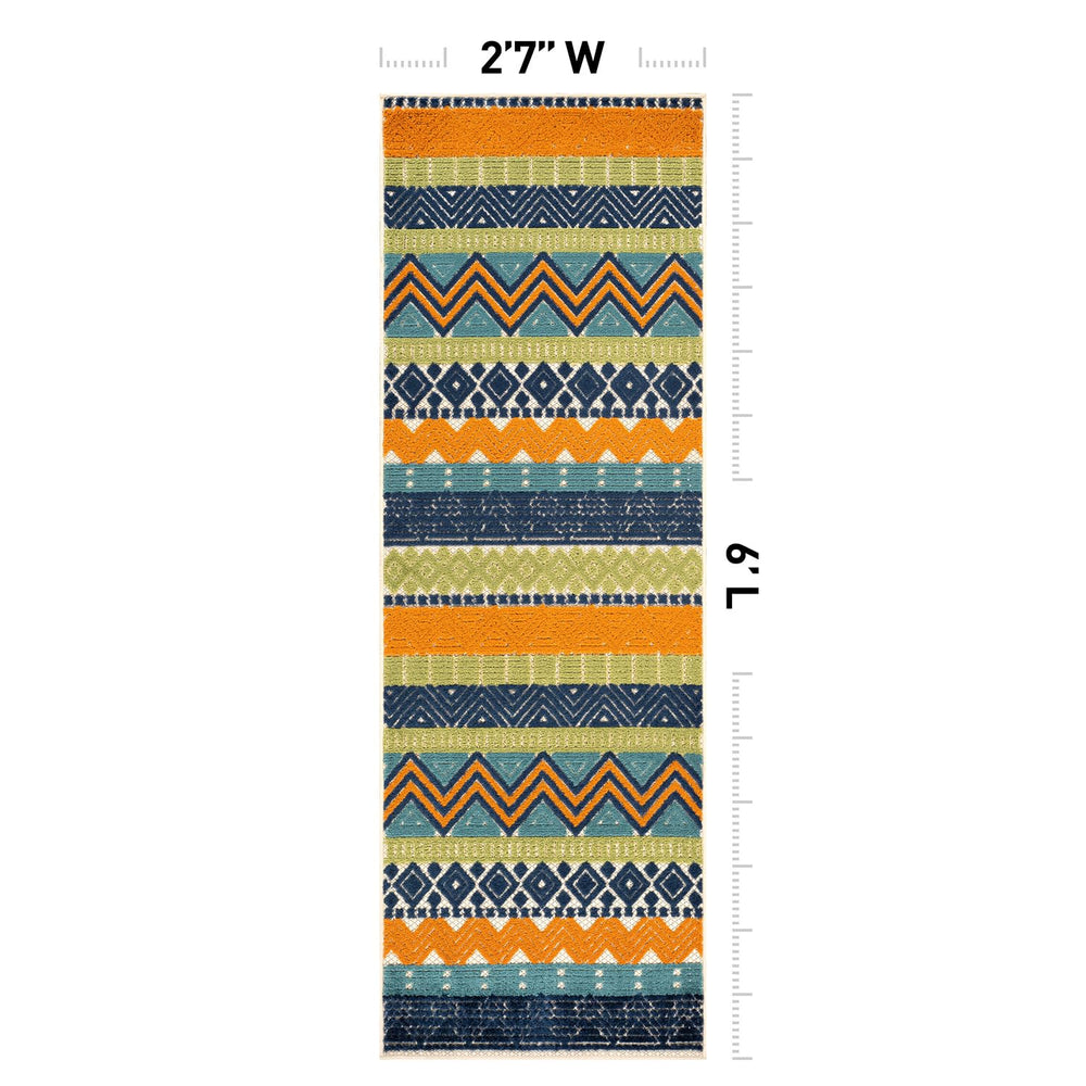 Rugshop Marbella Indoor/Outdoor Boho Runner Rug close-up of fabric