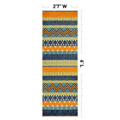 Rugshop Marbella Indoor/Outdoor Boho Runner Rug close-up of fabric