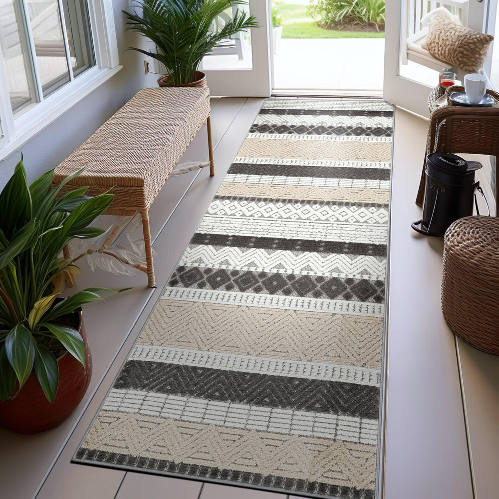 Rugshop Marbella Indoor/Outdoor Runner Rug grey front view
