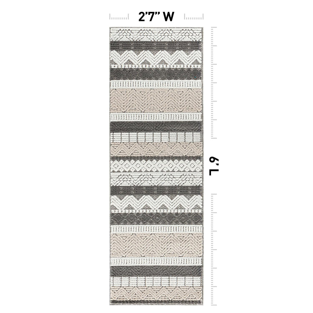 Rugshop Marbella Indoor/Outdoor Runner Rug grey on patio