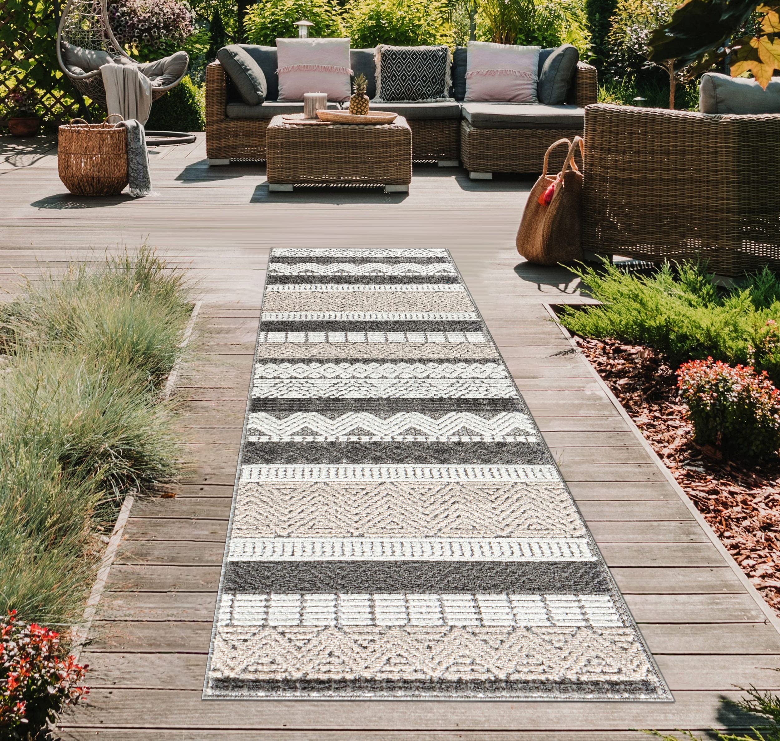 Rugshop Marbella Indoor/Outdoor Runner Rug grey packaging
