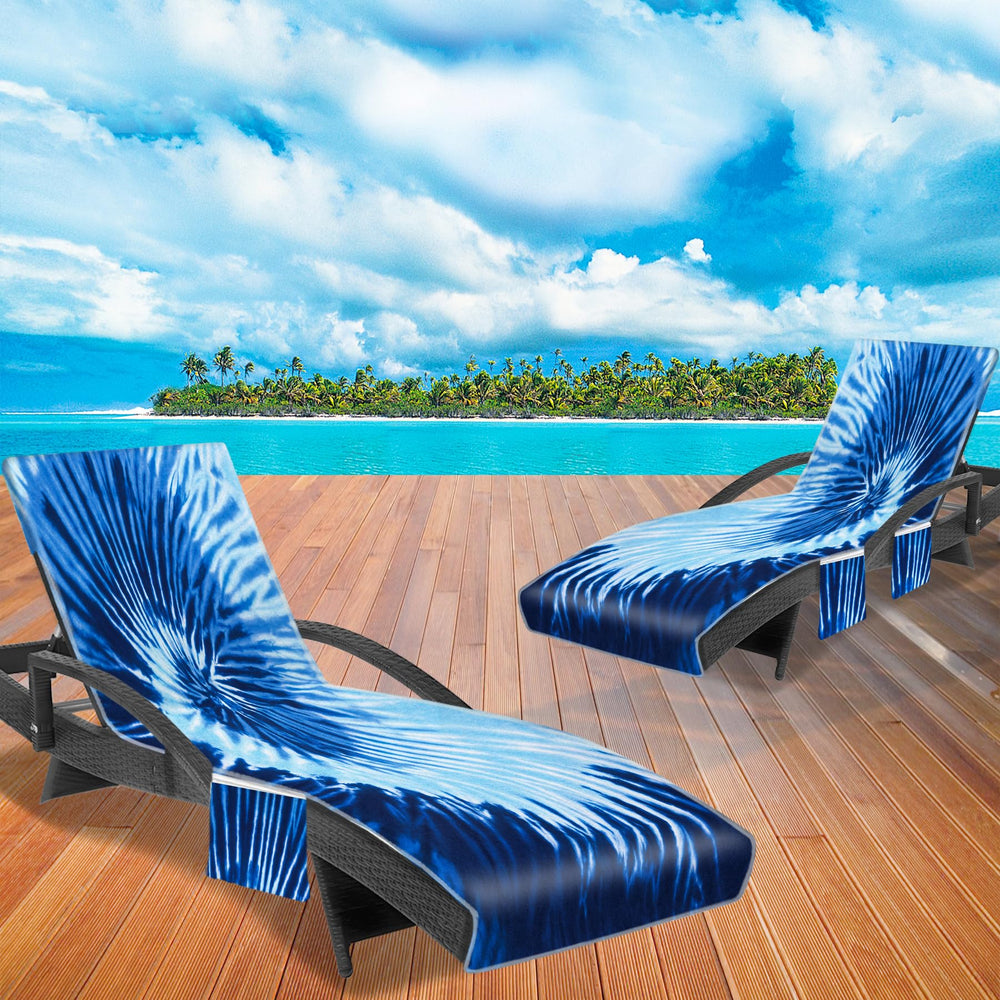 Ruikyhom Lounge Chair Towel Cover showing vibrant tie-dye pattern