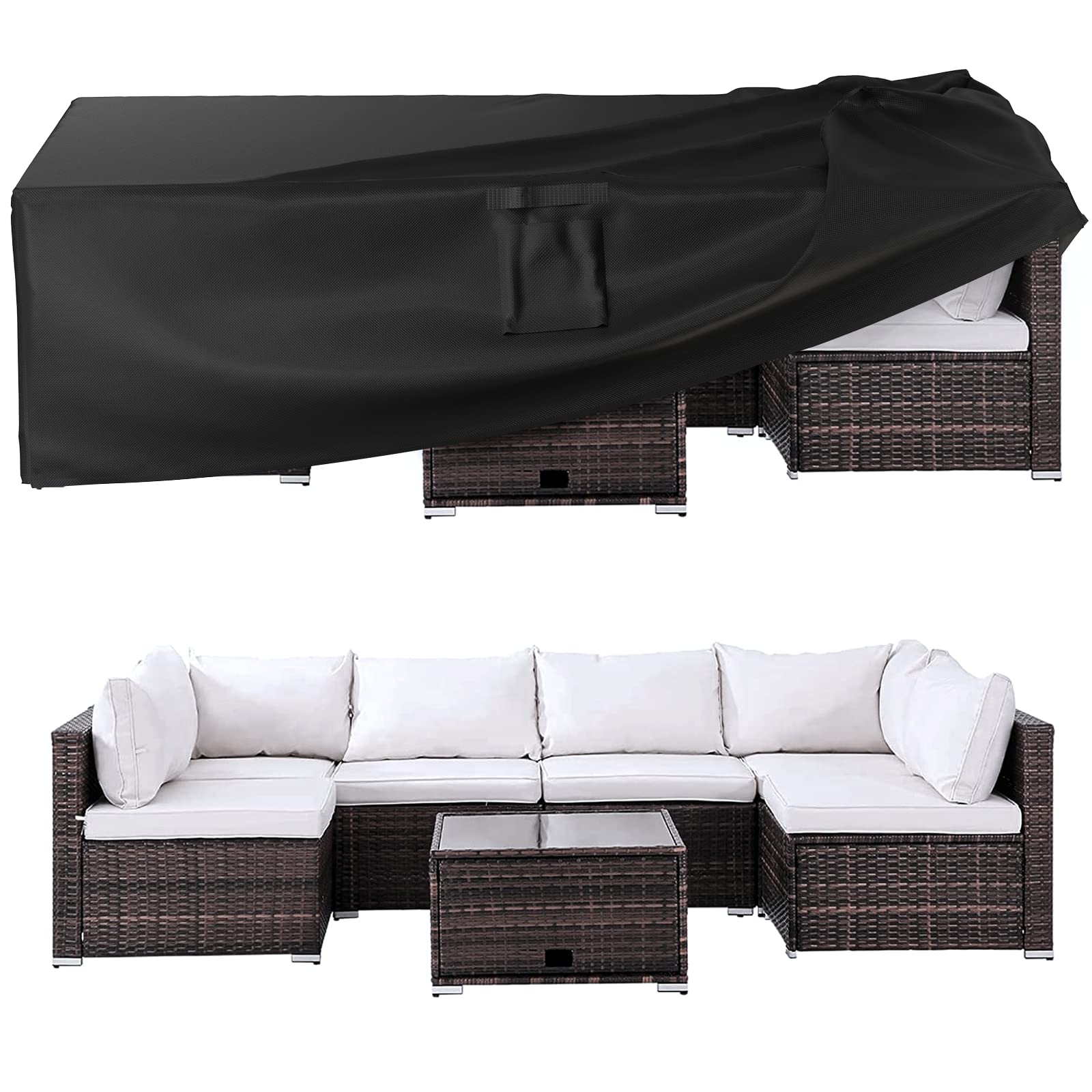 Ruimoy Patio Furniture Cover, Black, front view