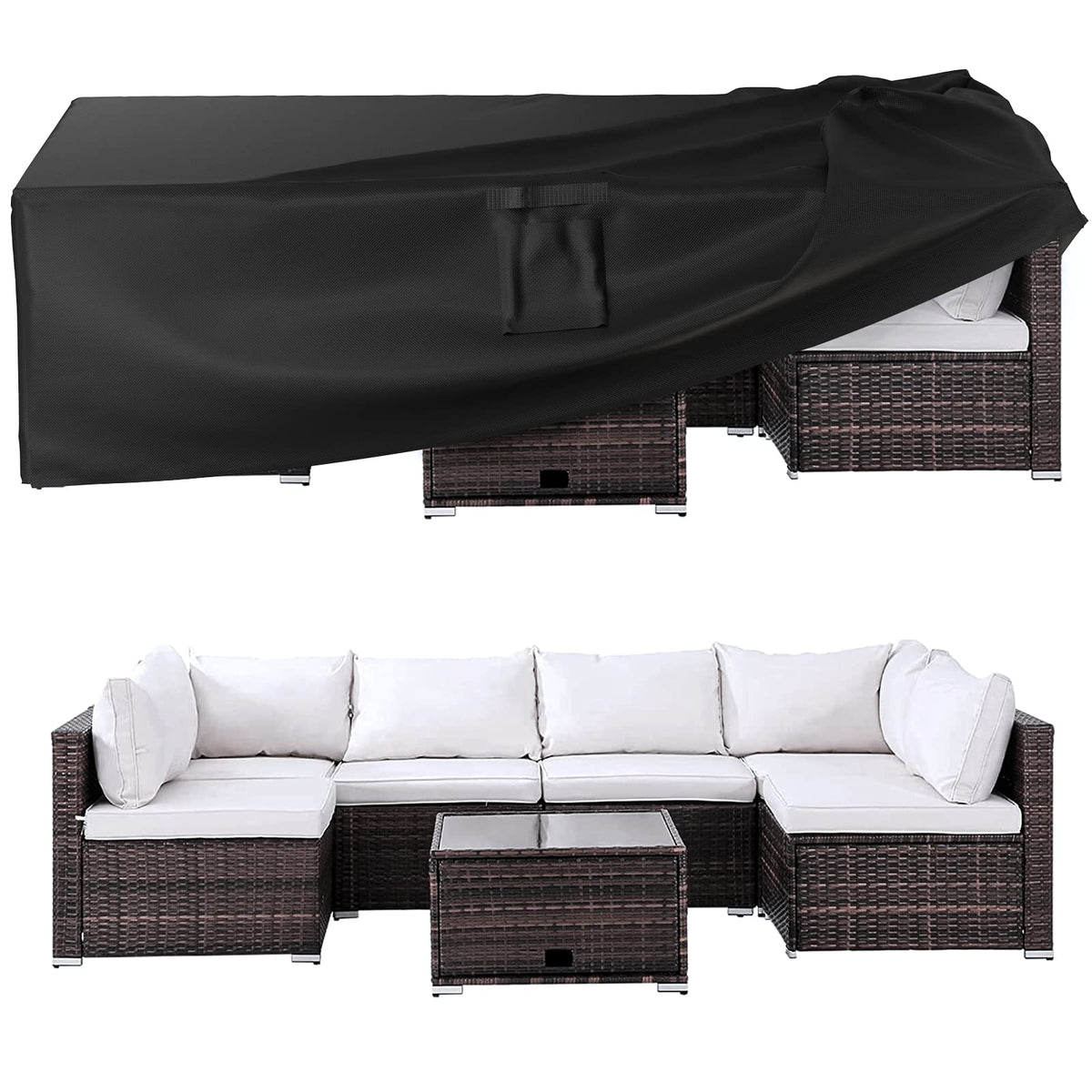 Ruimoy Patio Furniture Cover, Black, front view