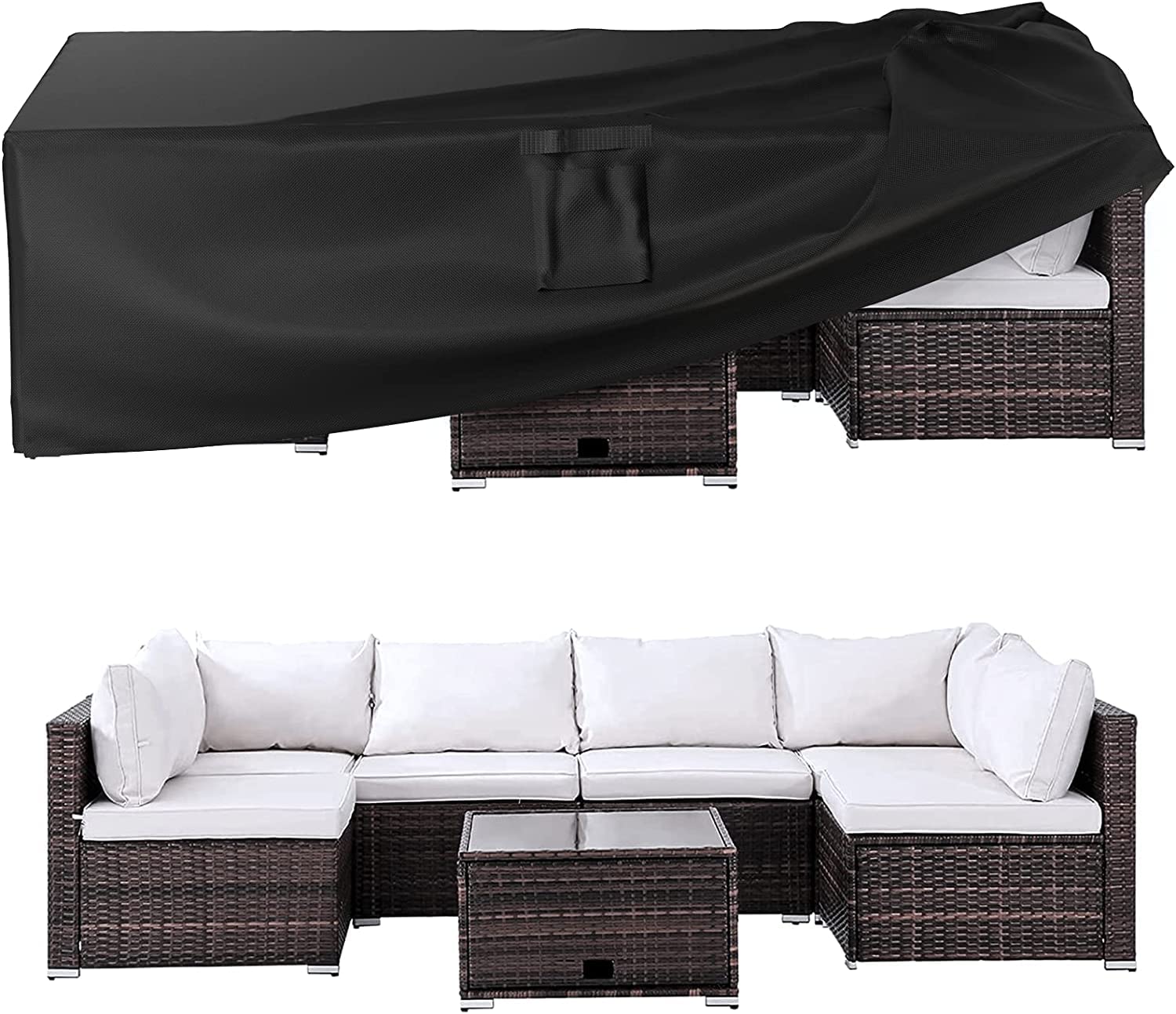 Ruimoy Patio Furniture Cover black model front view