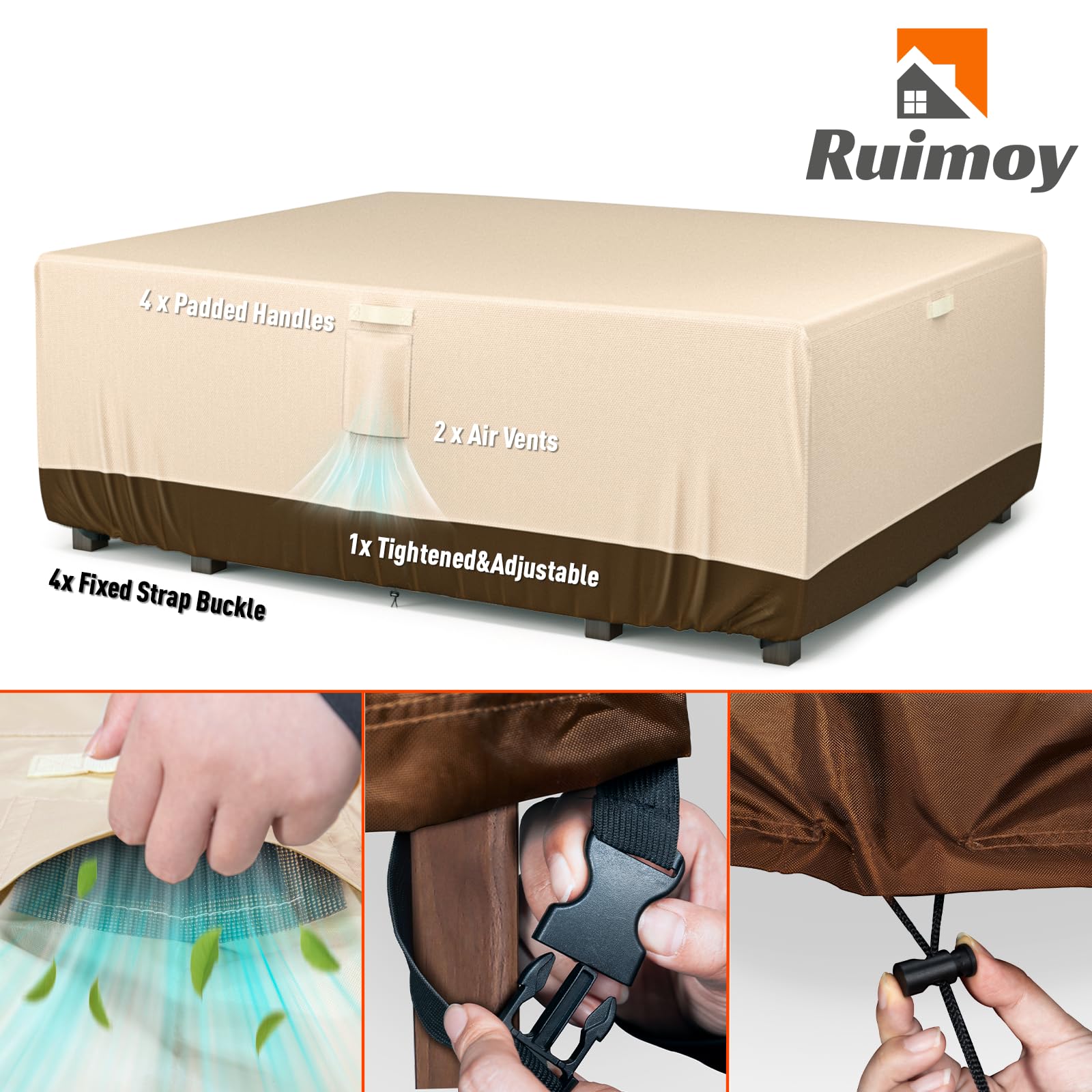 Ruimoy Patio Furniture Cover laid flat for measurement