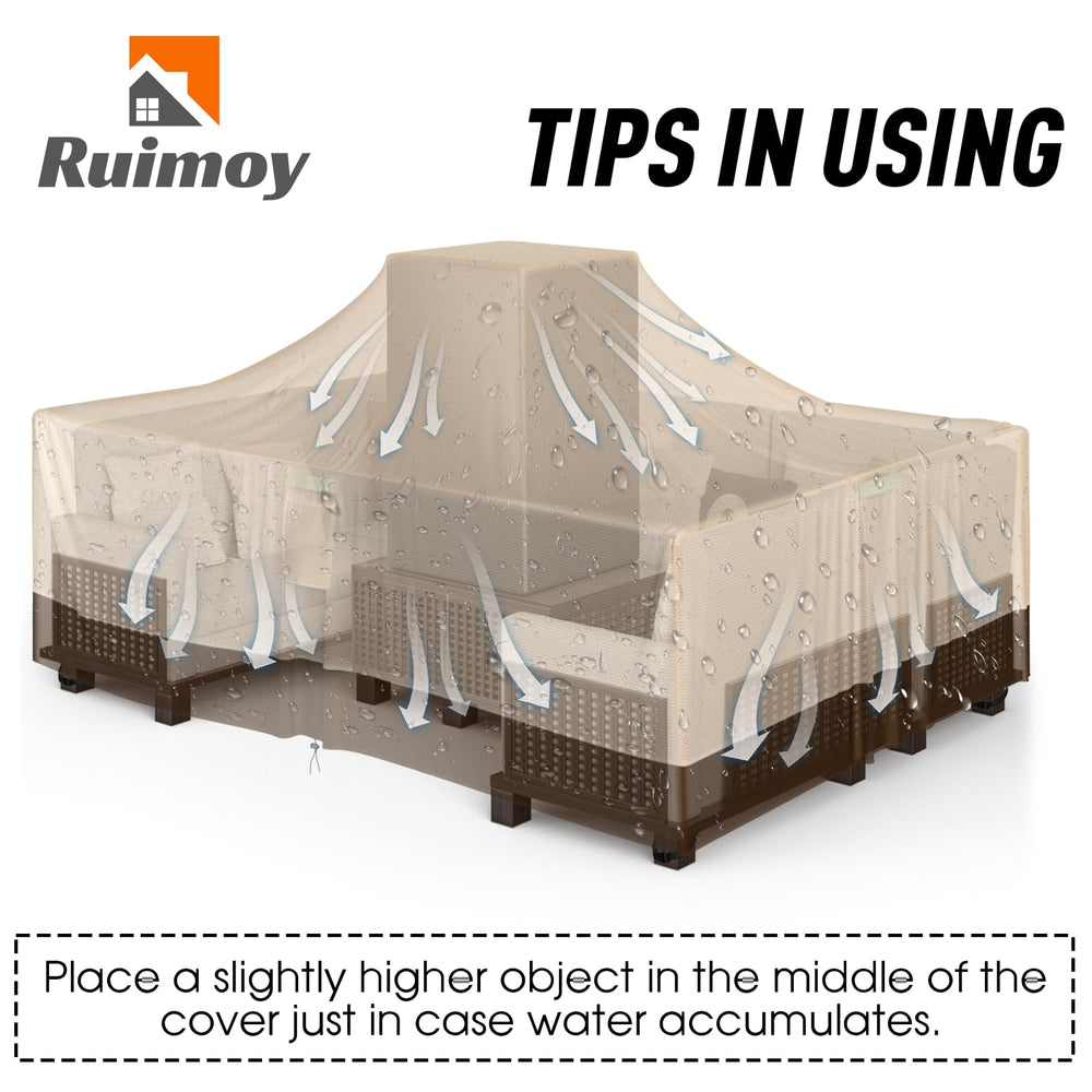 Ruimoy Patio Furniture Cover side view showing vent design
