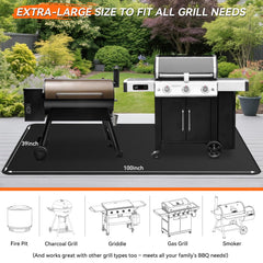 rumlick grill mat in use under barbecue
