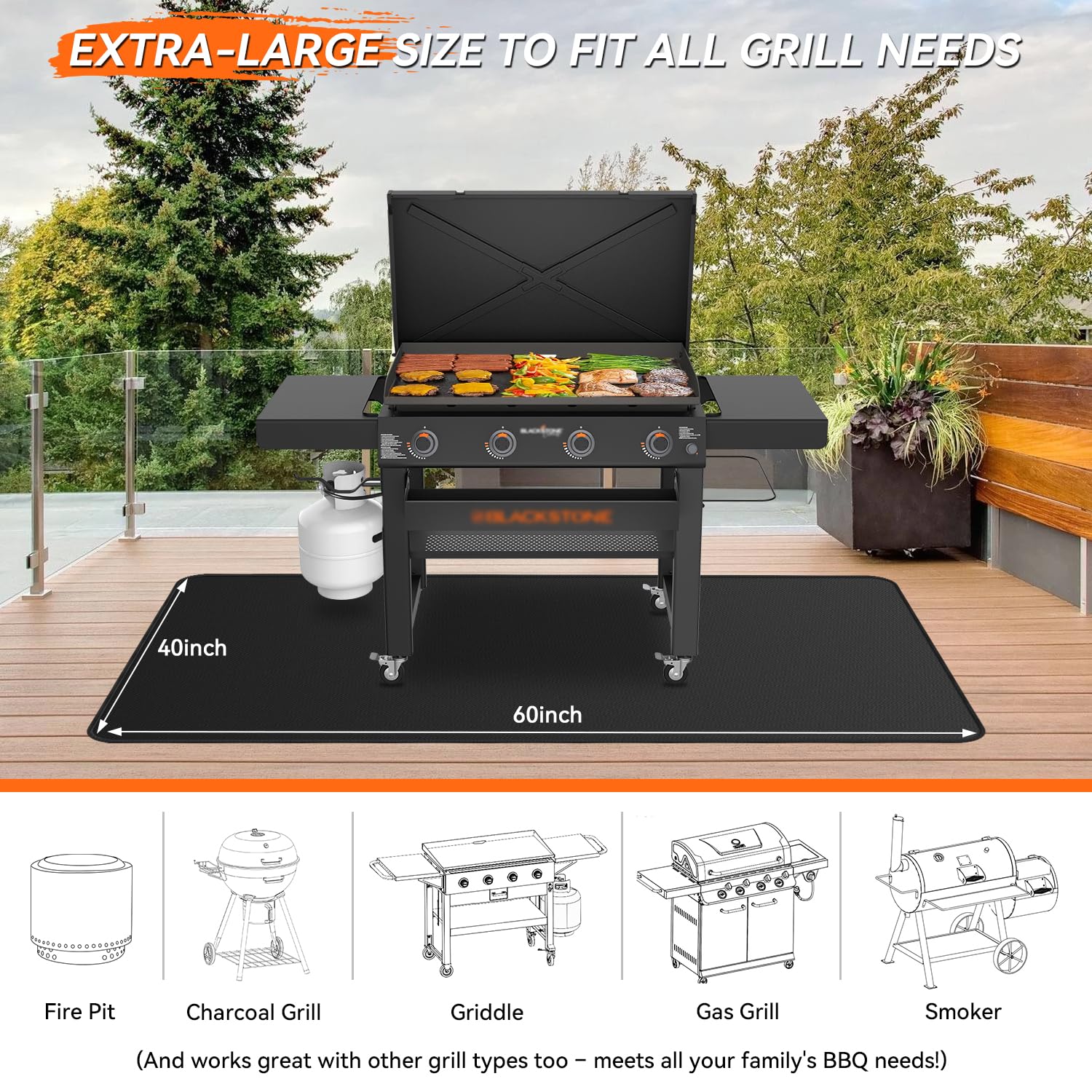 rumlick Large Under Grill Mat in outdoor grilling setup
