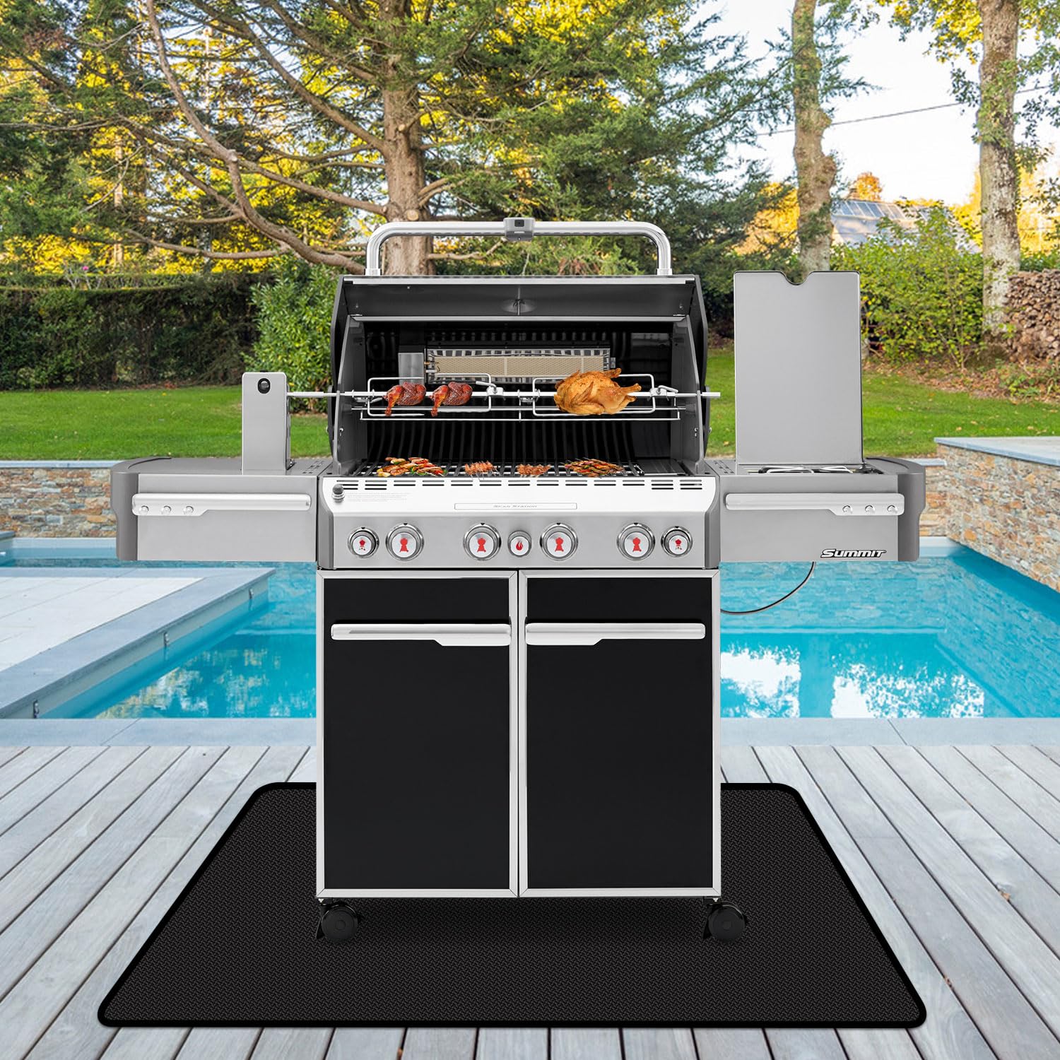 rumlick Under Grill Mat 60x40 inch black close-up of texture