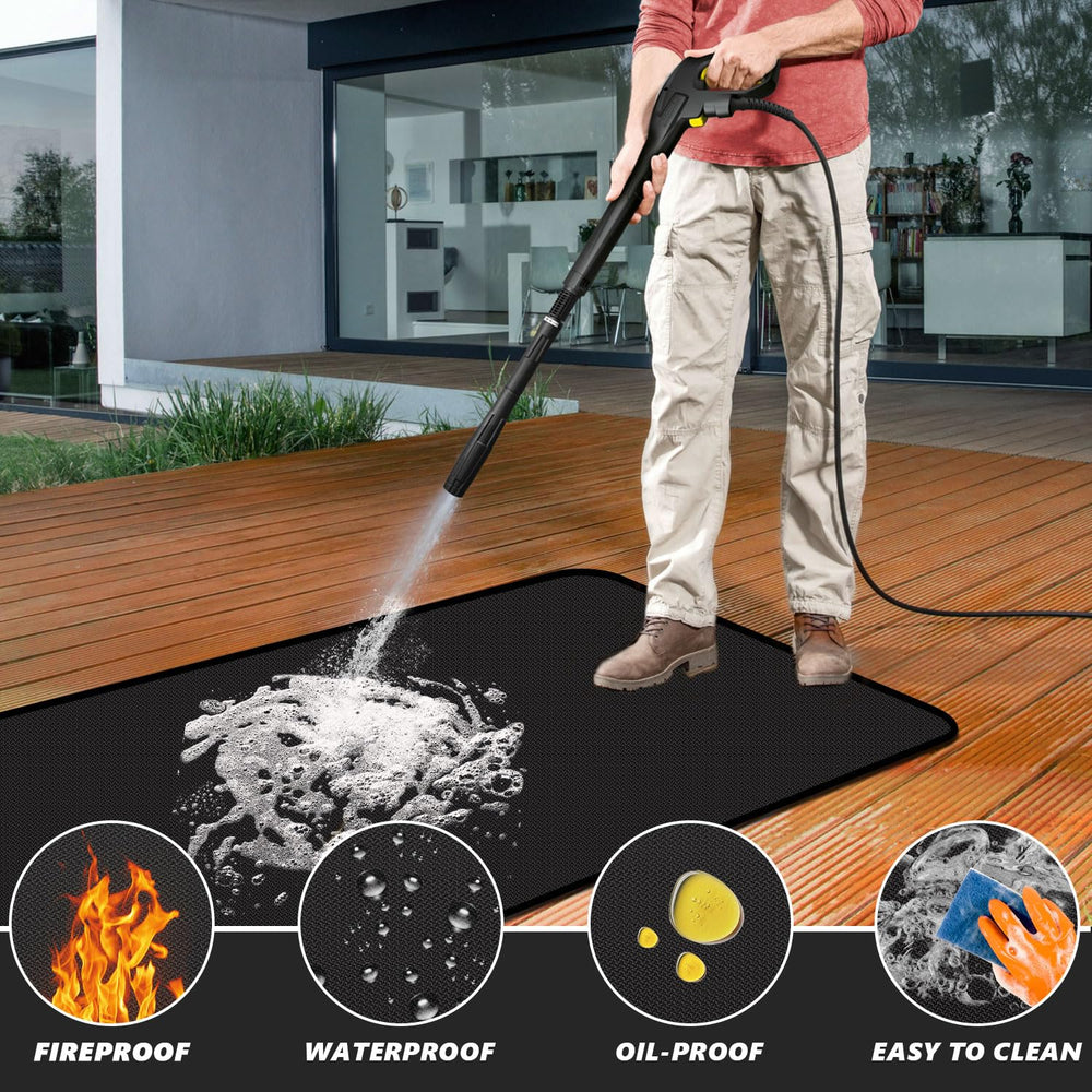 rumlick Under Grill Mat 60x40 inch black on patio