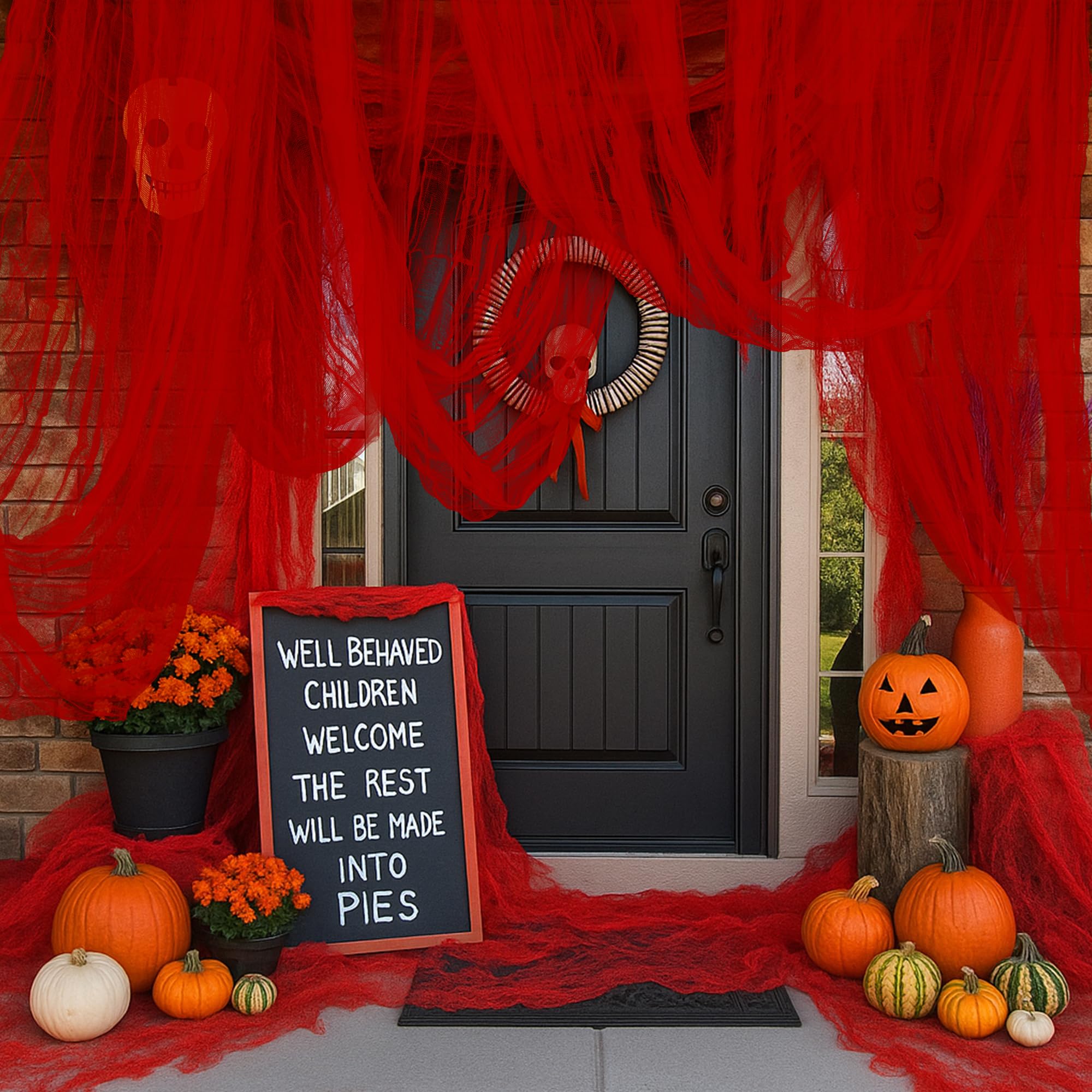RunNico Halloween Creepy Cloth 400" x 85" blood-red hanging decoration