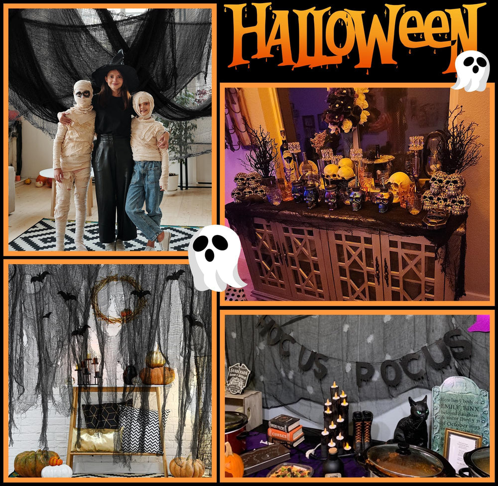 RunNico Halloween Creepy Cloth showing its full length on a wall