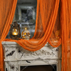 RunNico Halloween Scary Gauze 200" x 70" orange fabric hanging decor