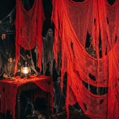 RunNico Halloween Scary Gauze 500" x 39" red cloth front view