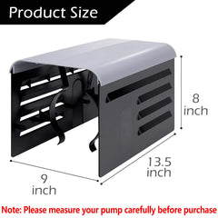 RunNico Pool Pump Cover side view with installation instructions