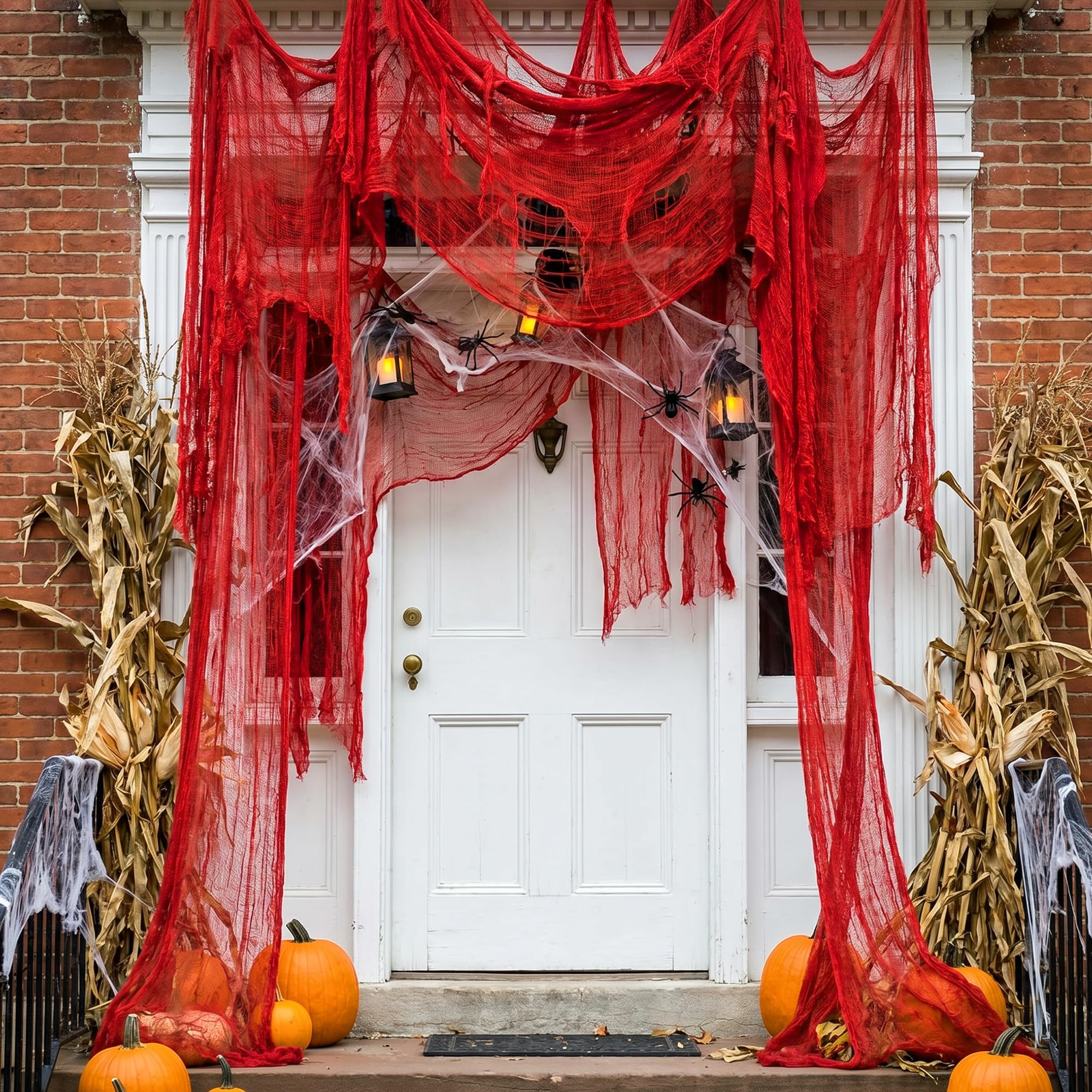 RunNico red gauze draped over a porch railing