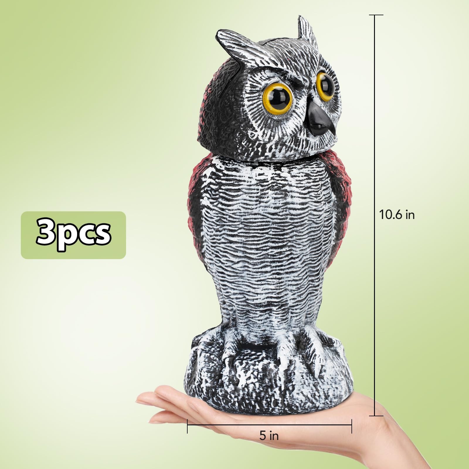 Ruolan owl decoy in garden setting