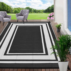 RURALITY 8x10 outdoor rug black and white front view