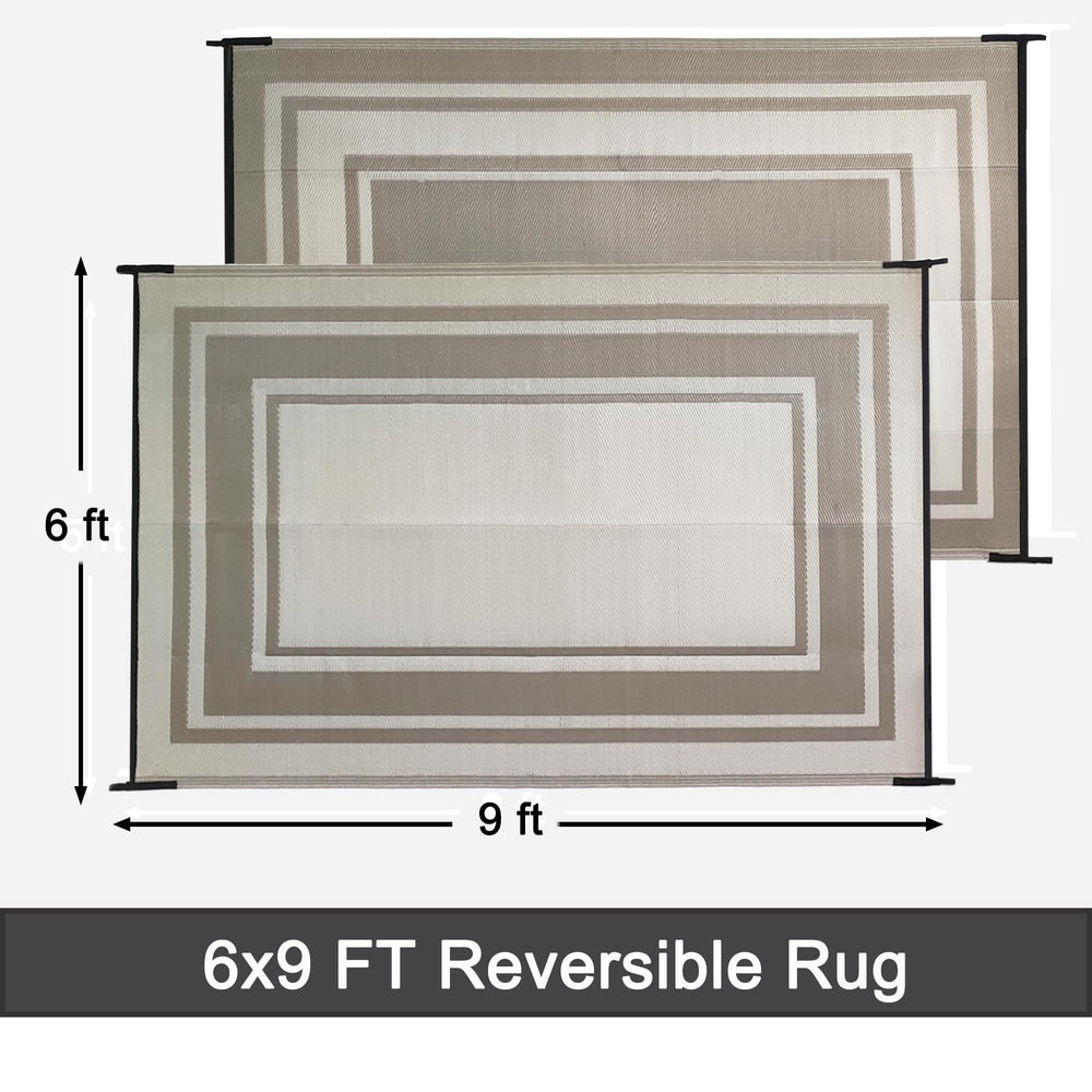 RURALITY Outdoor Rug 6x9 feet reversible design with clean edges