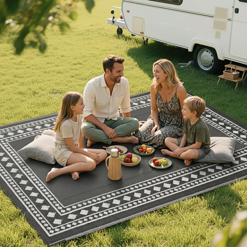 RURALITY Outdoor Rug 8x10 on a beach