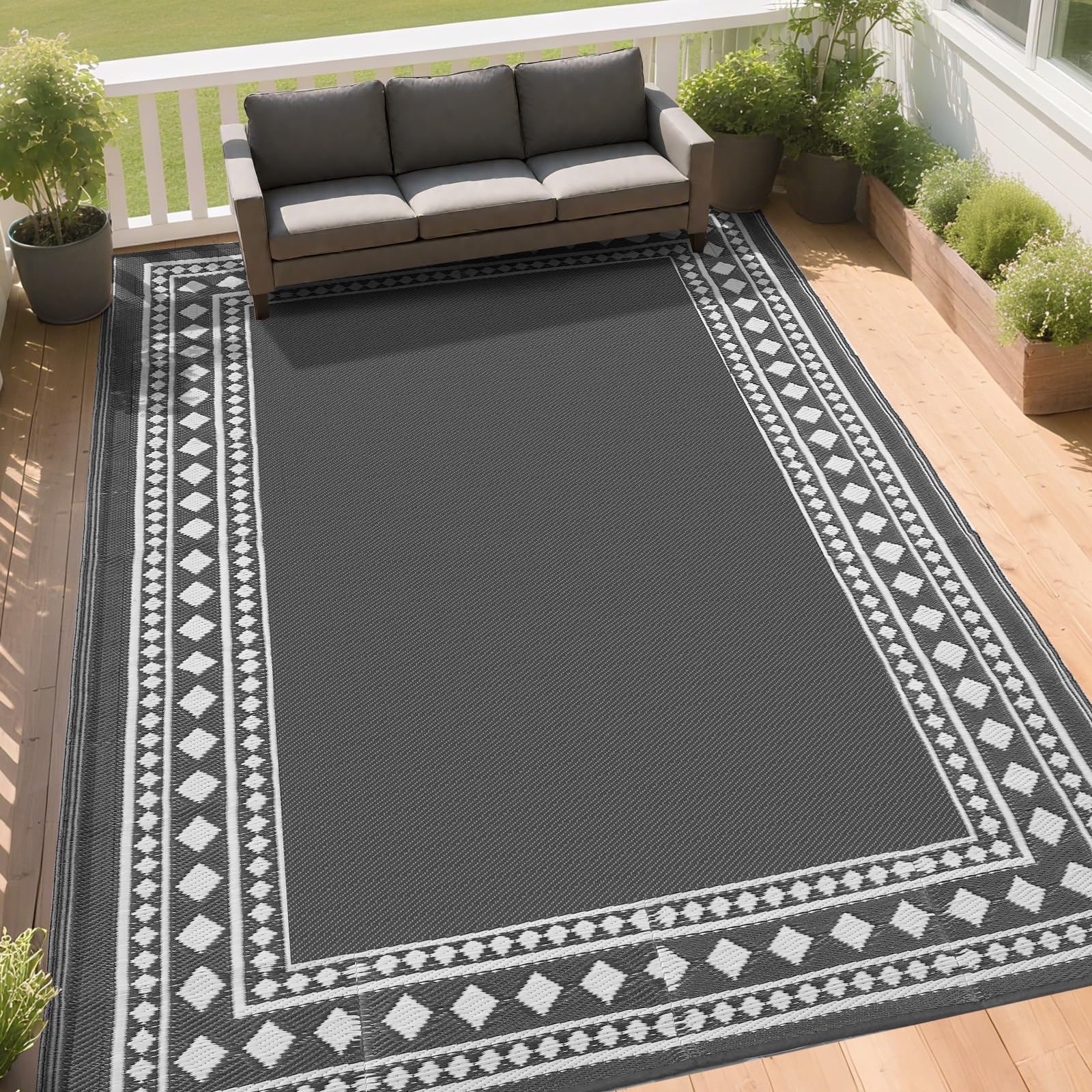 RURALITY Outdoor Rug 8x10 reversible design