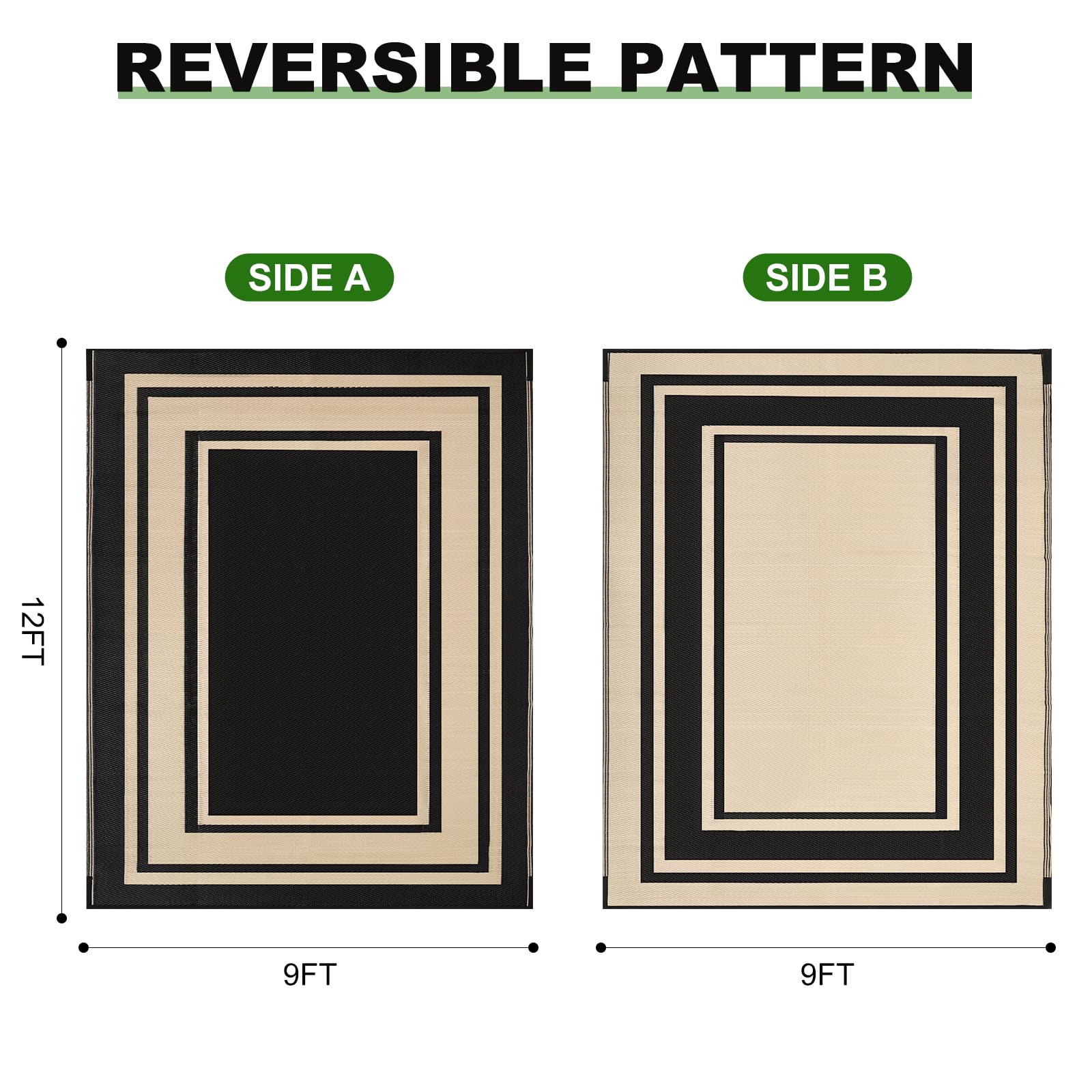 RURALITY Outdoor Rug 9x12 rolled for storage