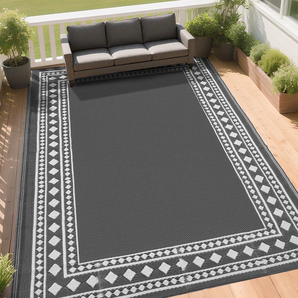 RURALITY Outdoor Rug 9x12 rolled up for easy storage