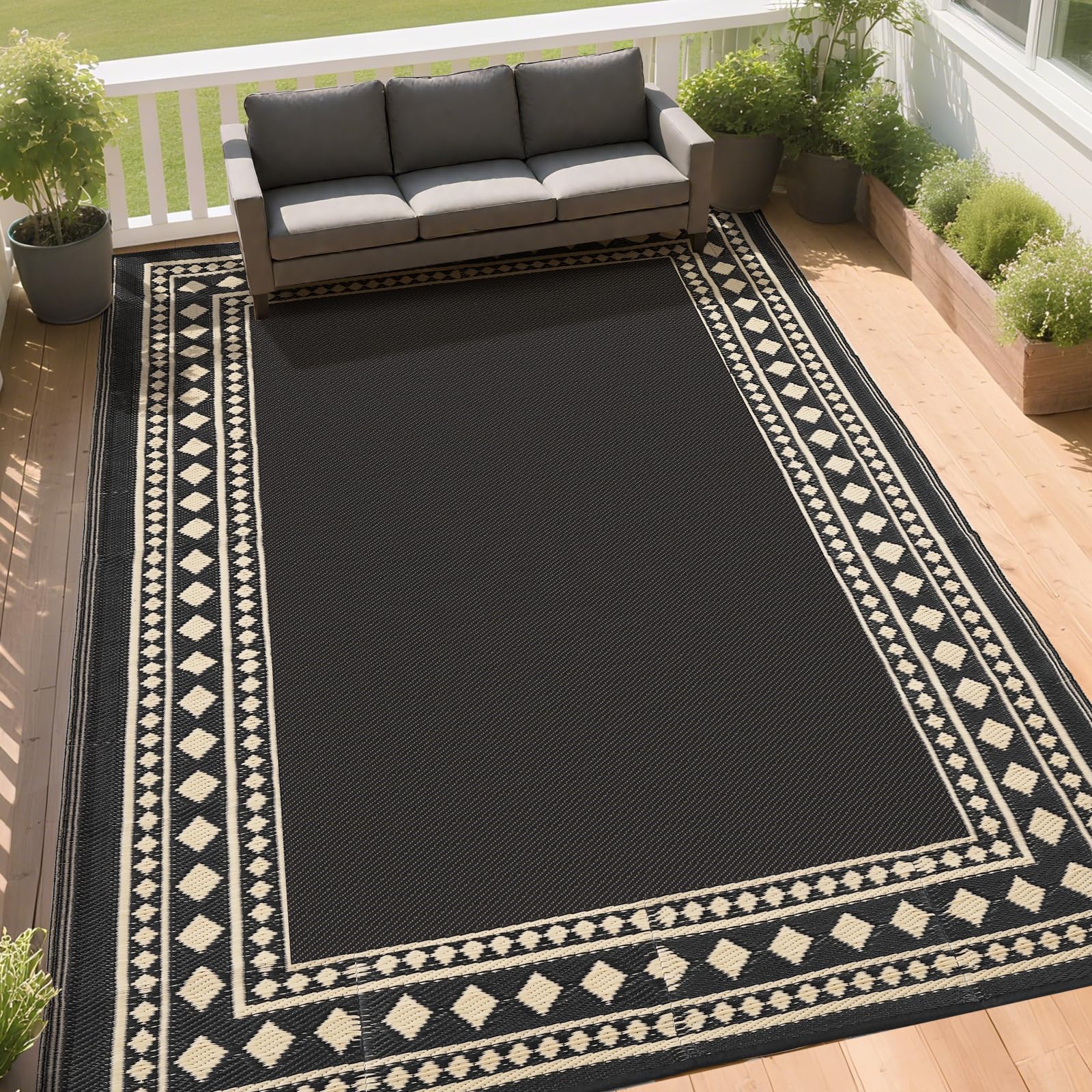 RURALITY Outdoor Rug 9x12 rolled up for easy storage