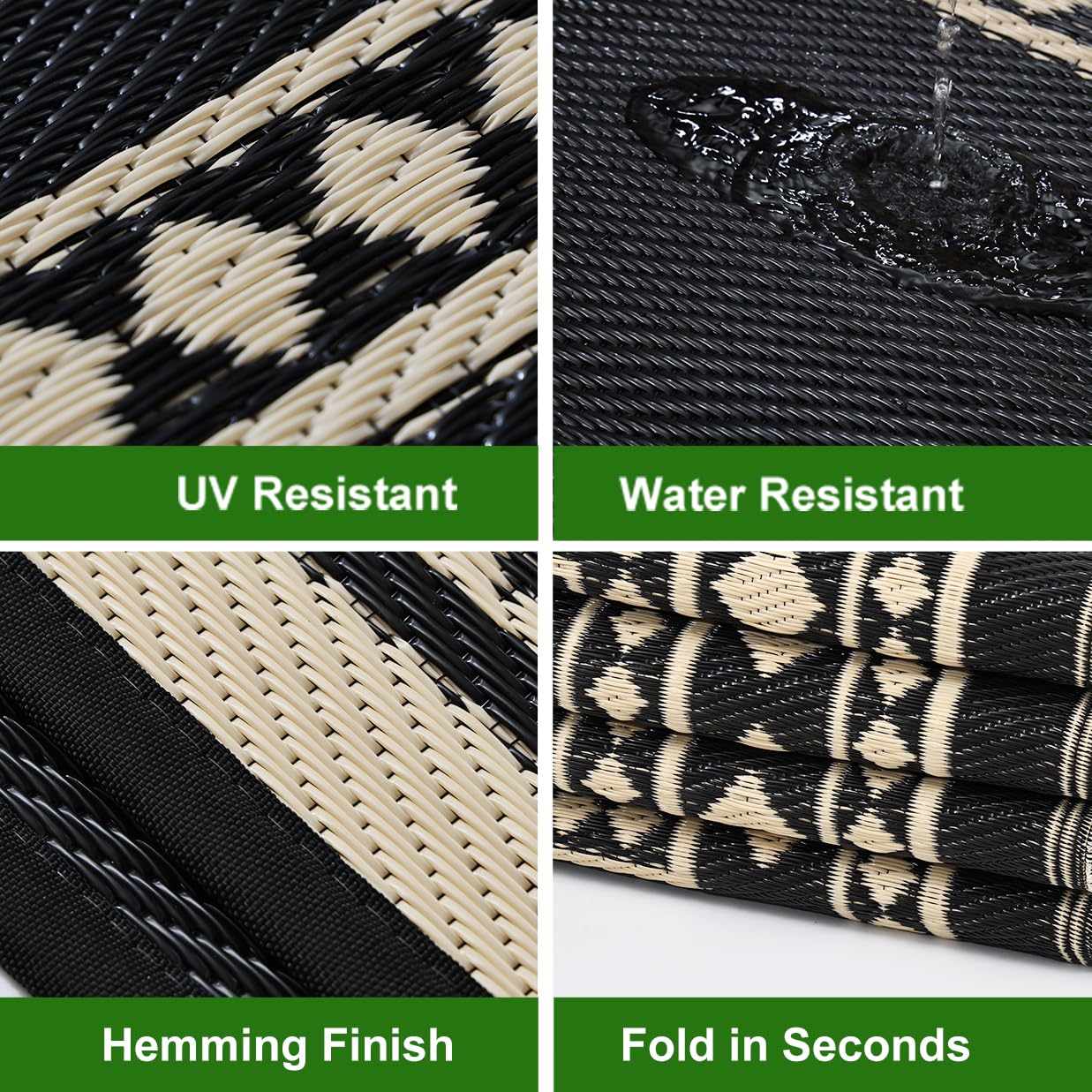 RURALITY Outdoor Rug 9x12 showing fixed rings at corners for stability
