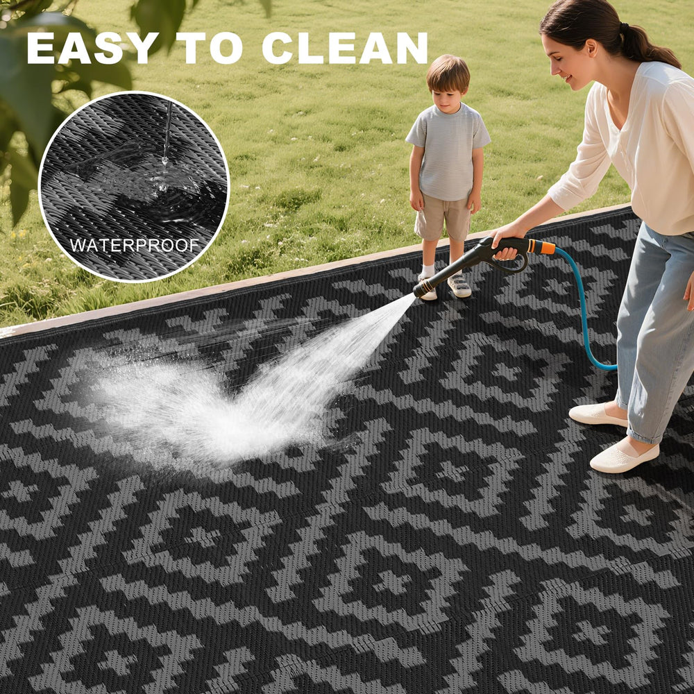 RURALITY Outdoor Rug laid out in a garden