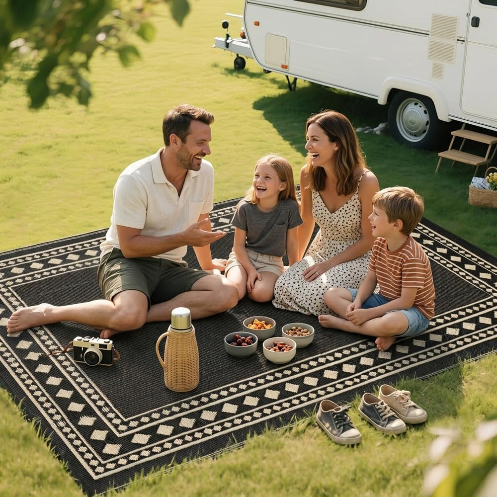RURALITY Outdoor Rug showing reversible design