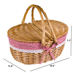 RURALITY Wicker Picnic Basket on grass with picnic items