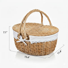 RURALITY wicker picnic basket outdoor picnic setup with food