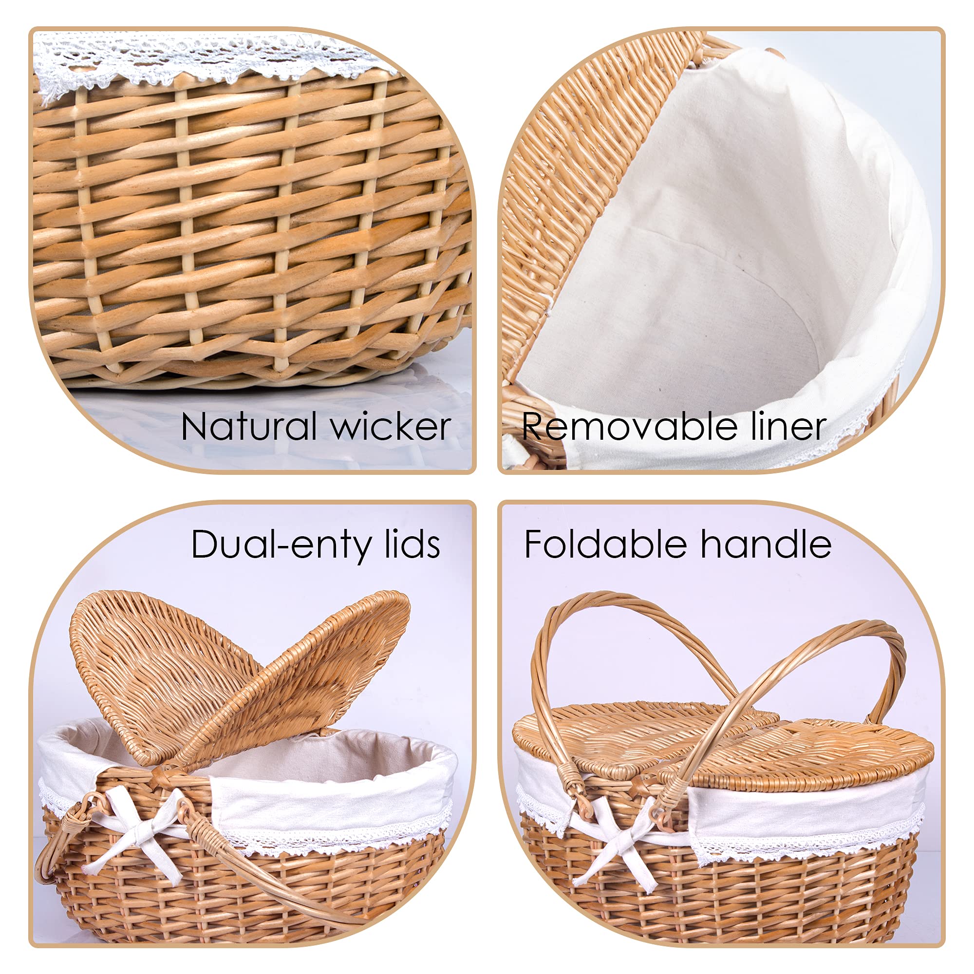 RURALITY wicker picnic basket side view with natural wicker design