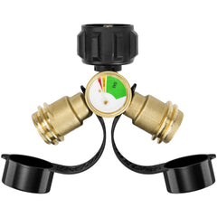 Rushare Propane Tank Splitter front view with built-in fuel gauge