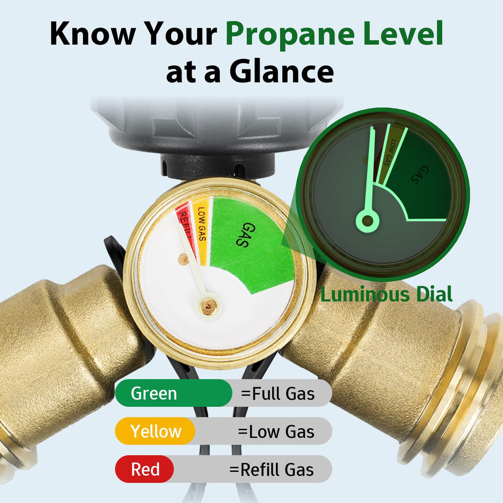 Rushare Propane Tank Splitter with luminous color-coded gauge