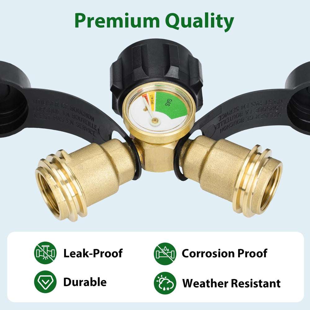 Rushare Propane Tank Splitter with propane appliances attached